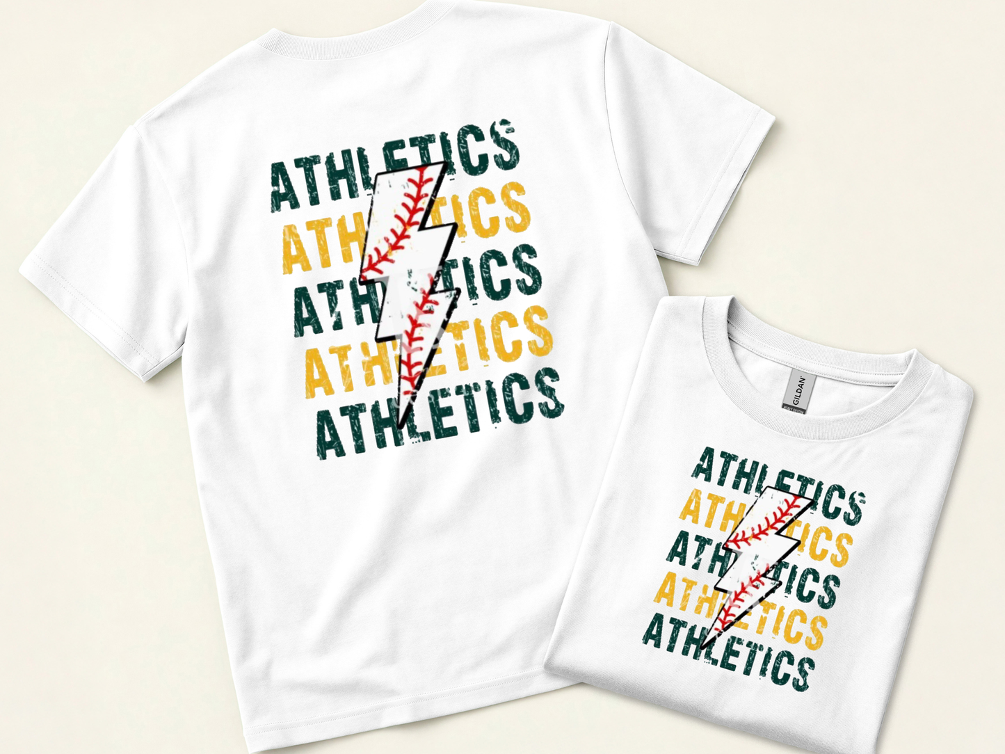 Athletics Lightening Baseball Gildan Cotton
