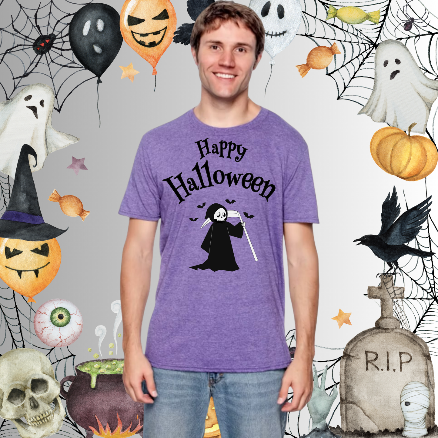 Adult Happy Halloween Reaper Tee