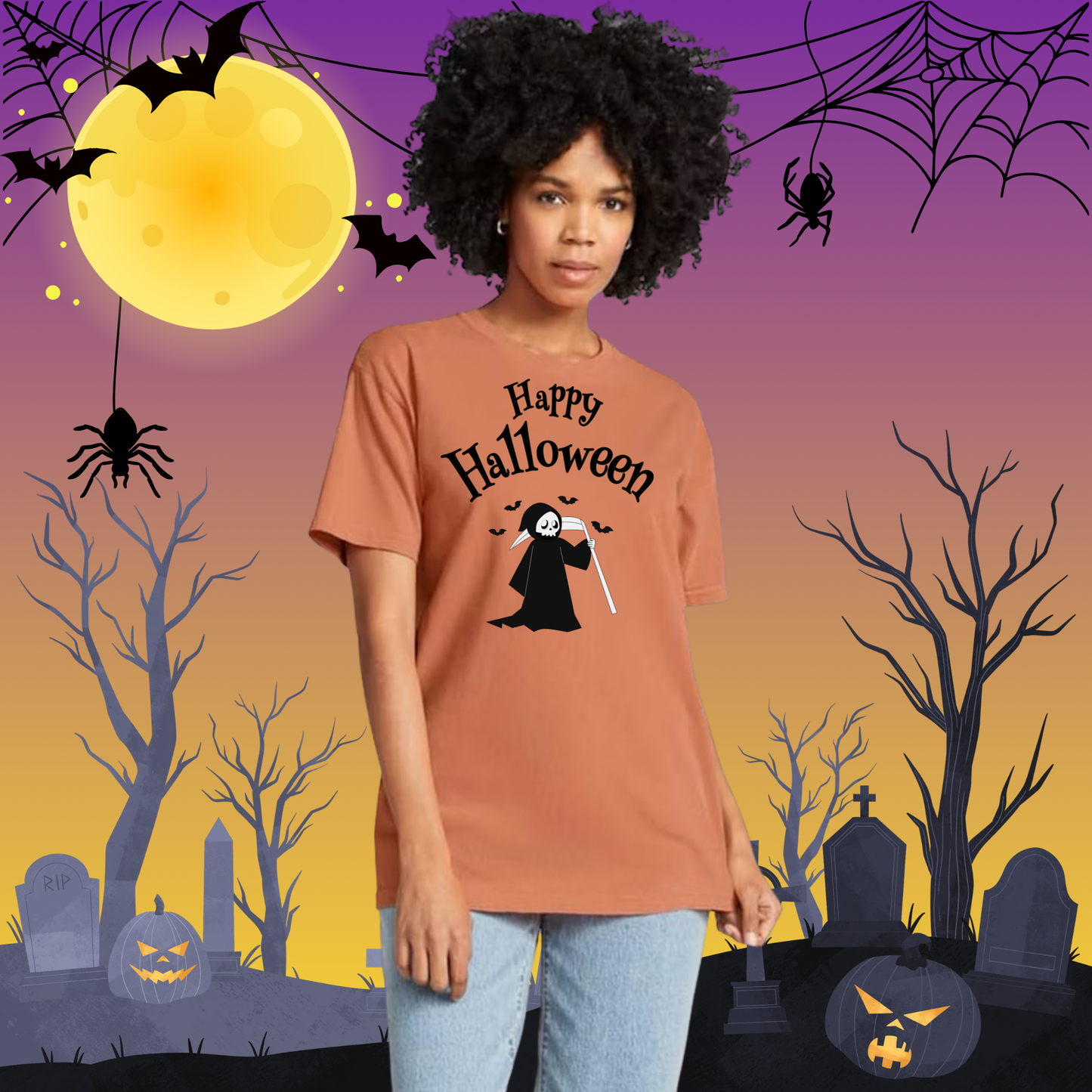 Adult CC Happy Halloween Reaper Tee
