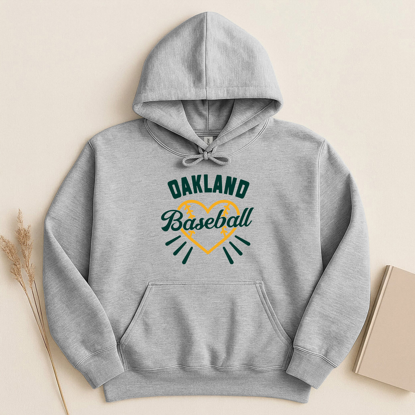 Oakland 💛 Baseball Gildan Hoodie Cotton