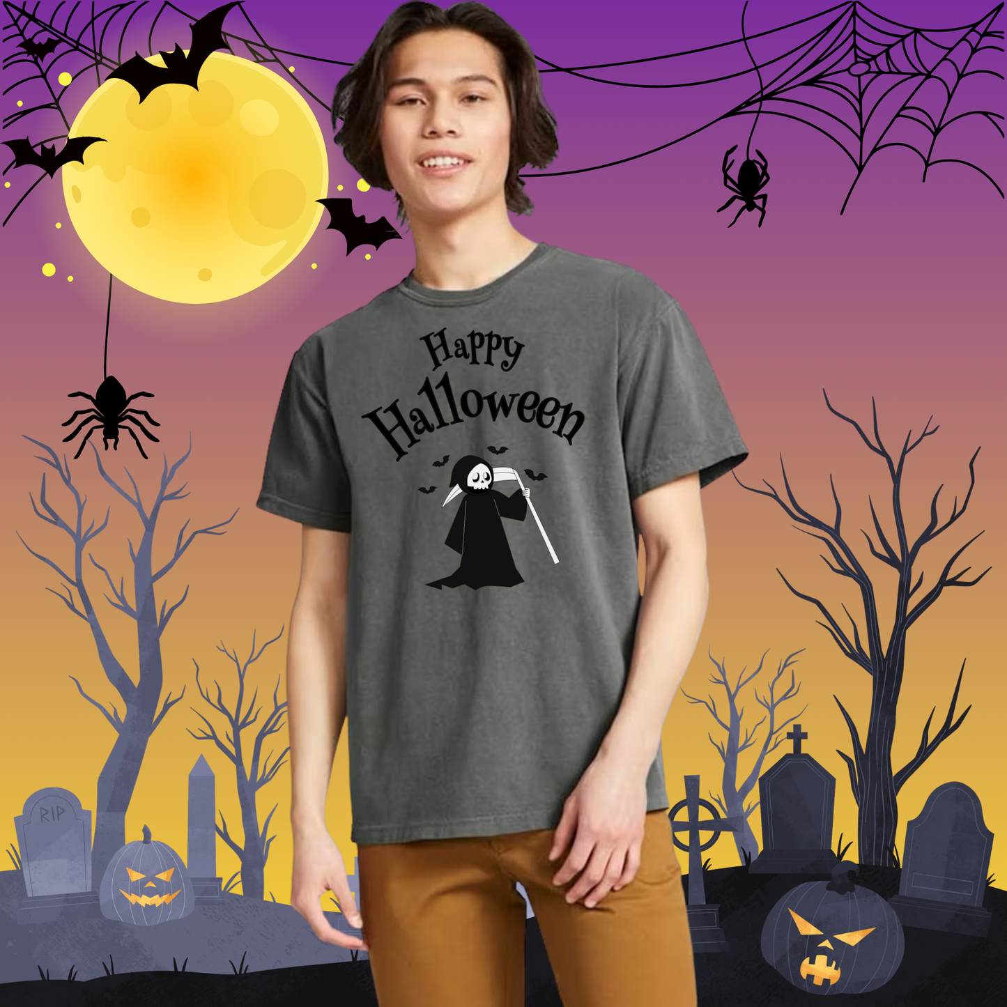 Adult CC Happy Halloween Reaper Tee