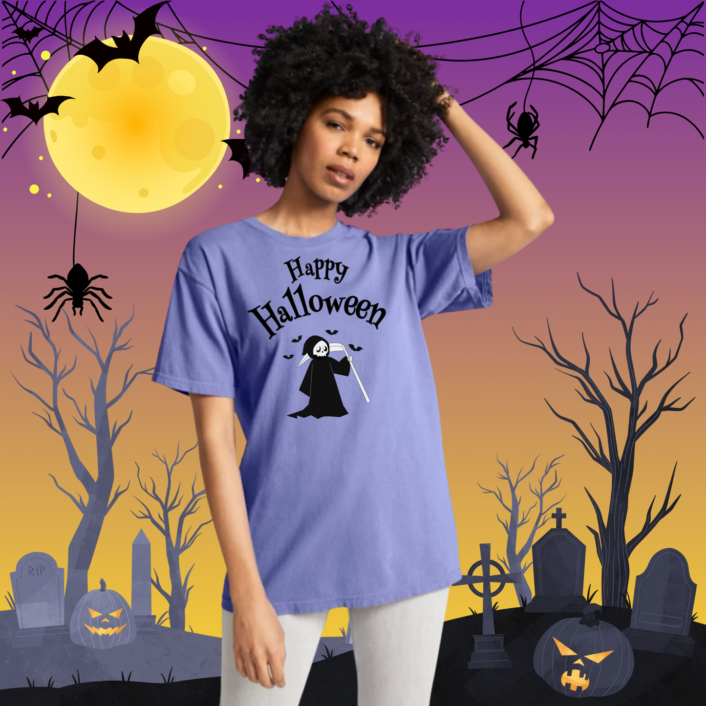 Adult CC Happy Halloween Reaper Tee