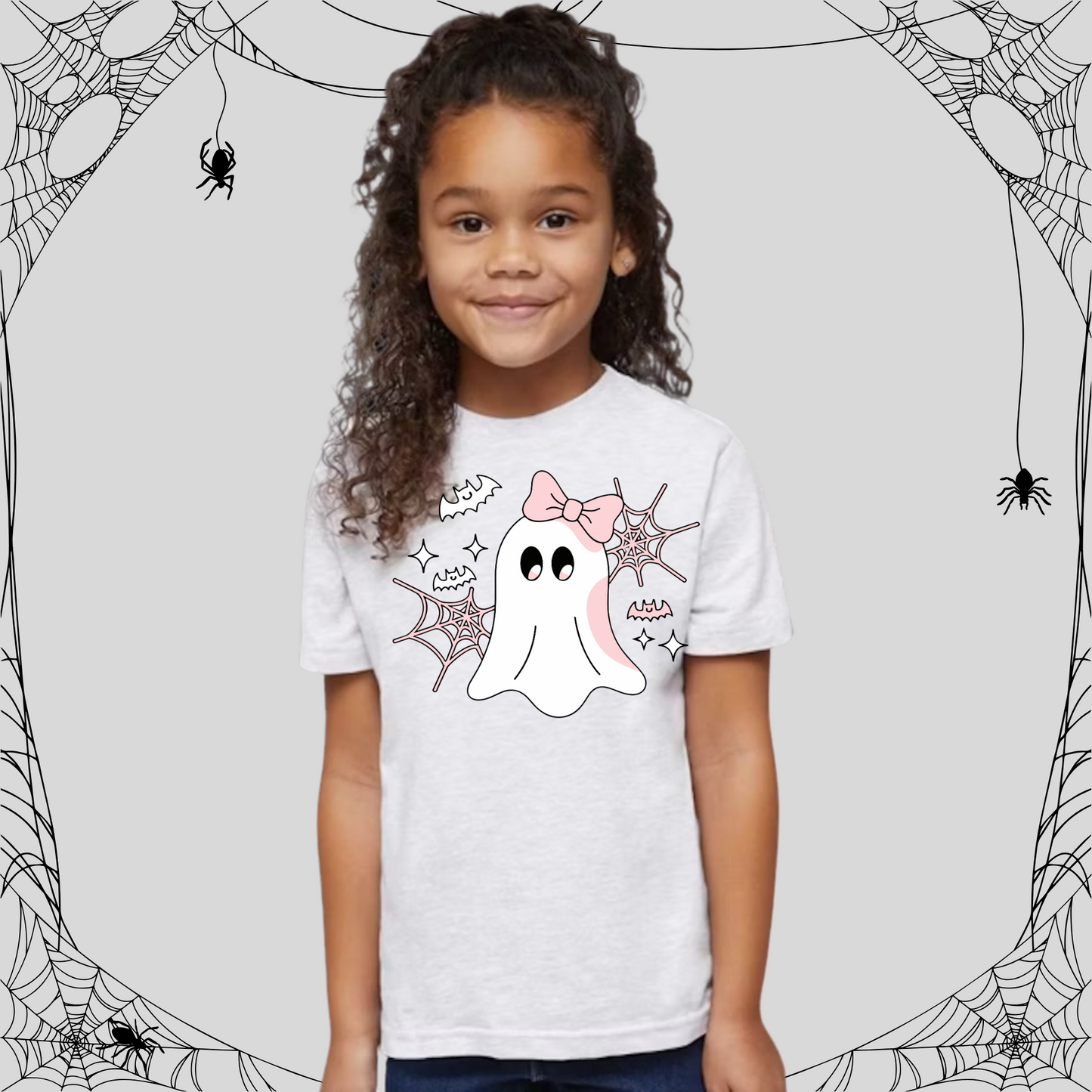 Toddler Cute Ghost Pink Bow Tee