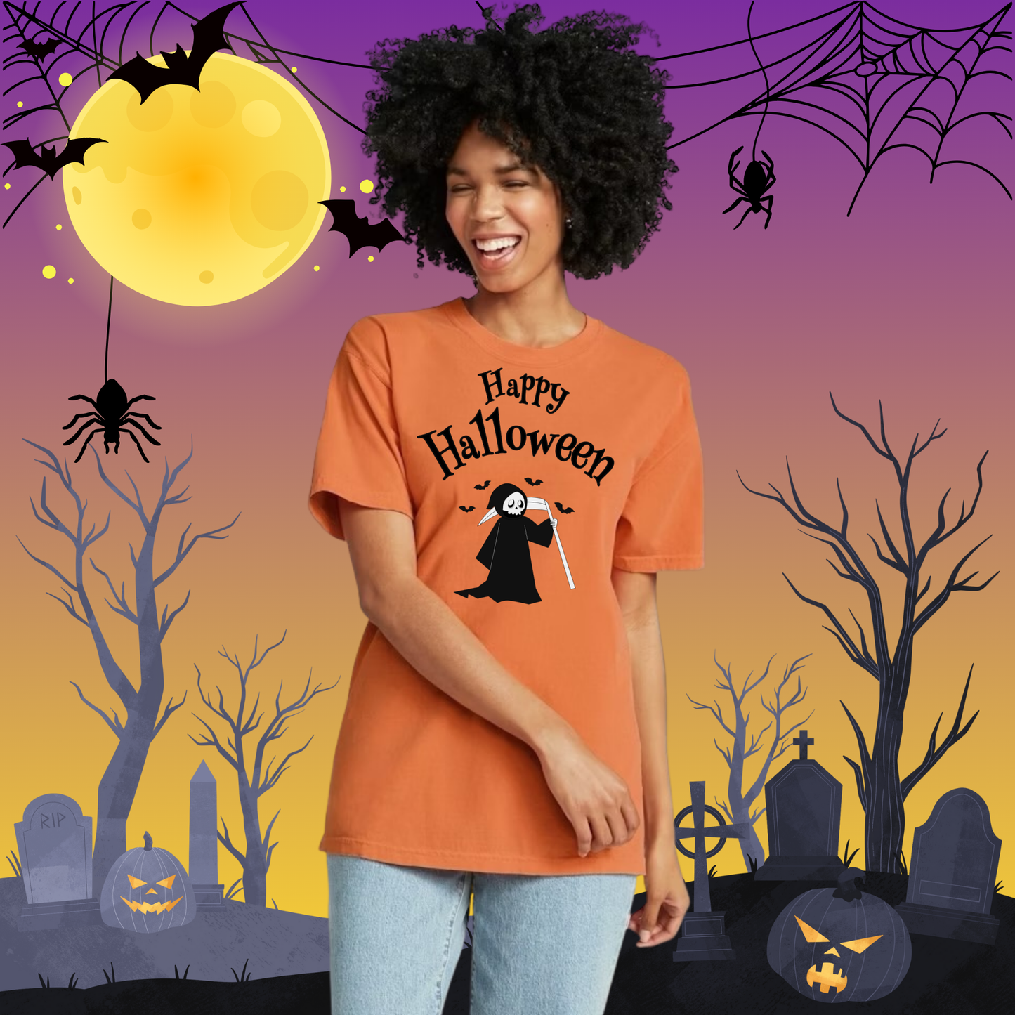 Adult CC Happy Halloween Reaper Tee
