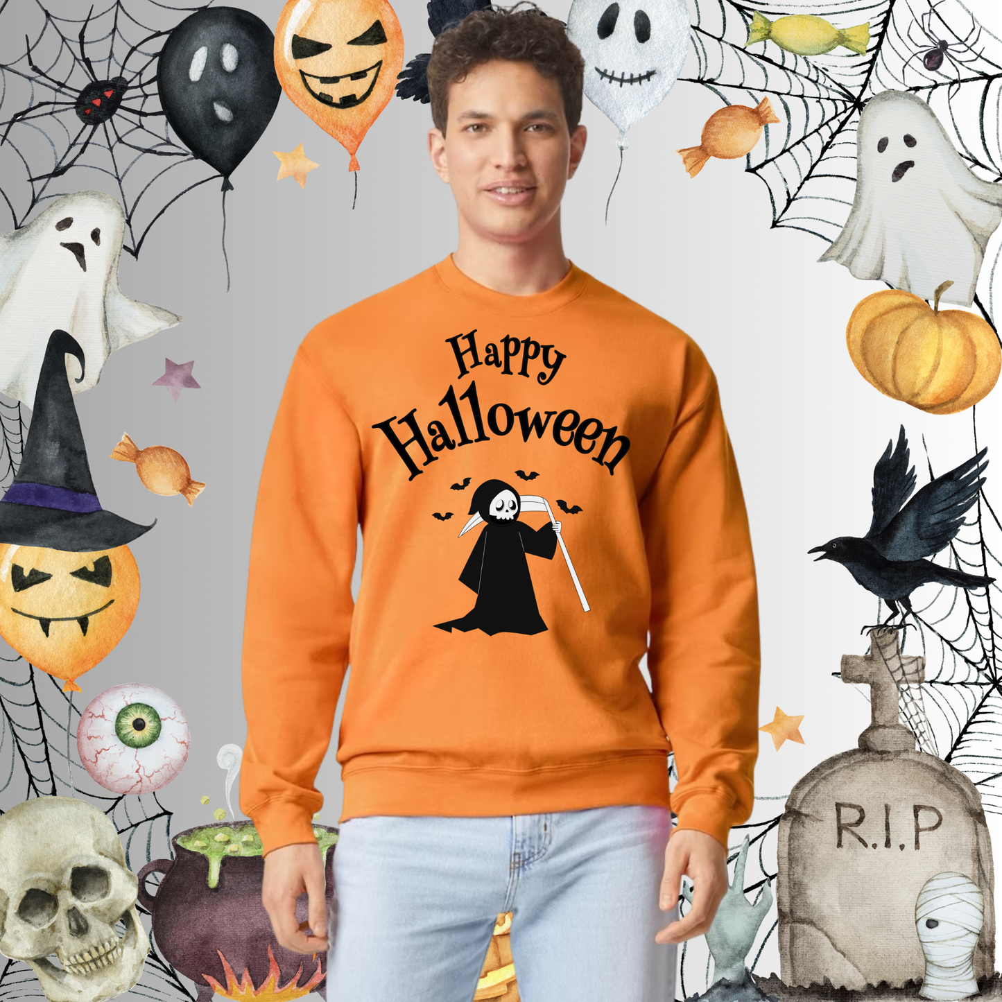 Adult Happy Halloween Reaper Sweatshirt
