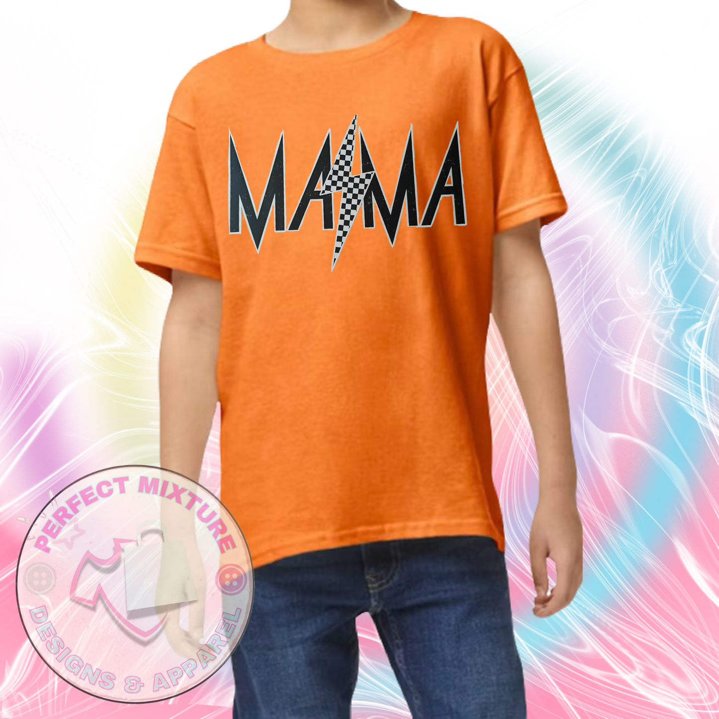 Mama Checkered Distressed Design Tee