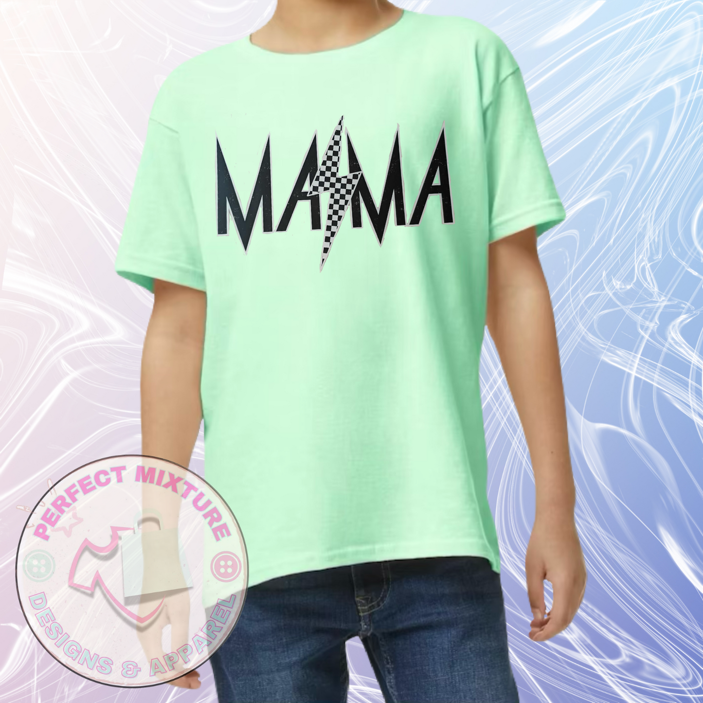 Mama Checkered Distressed Design Tee