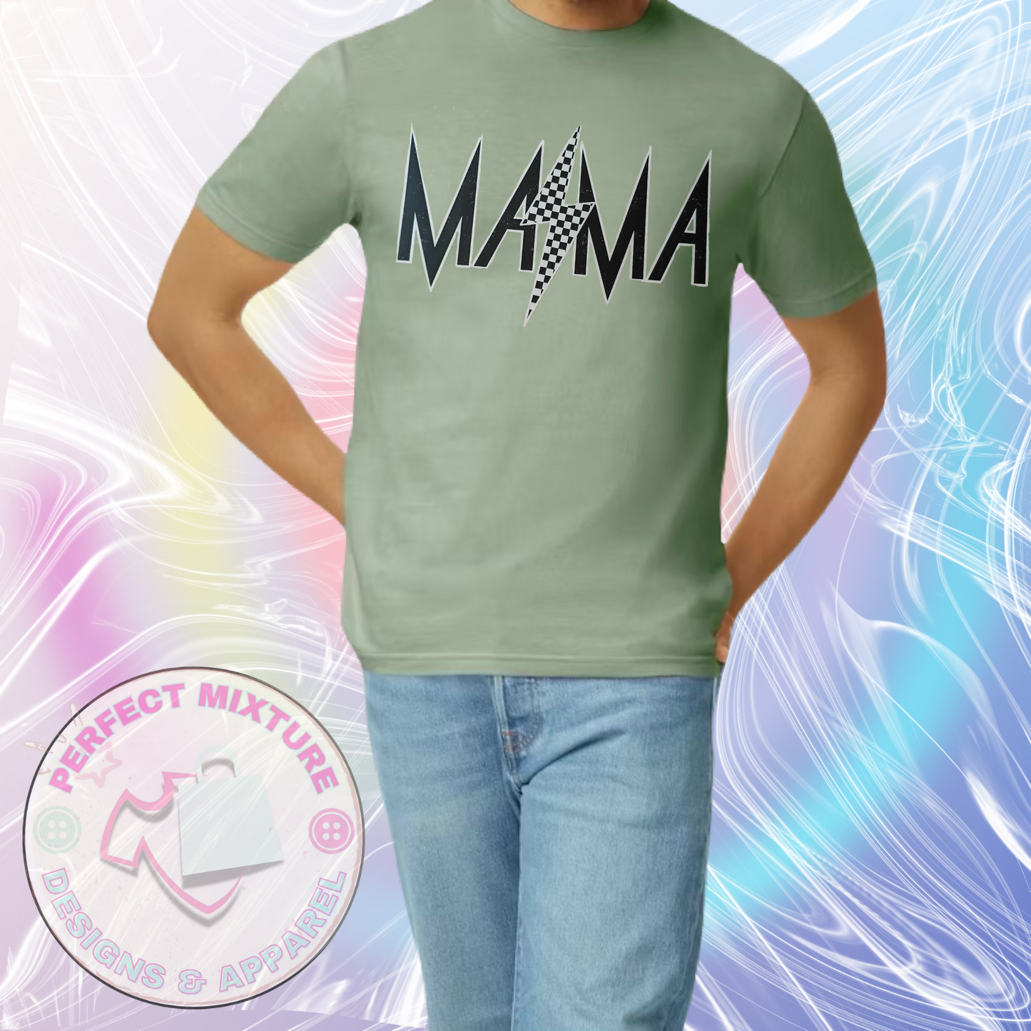 Mama Checkered Distressed Design Tee