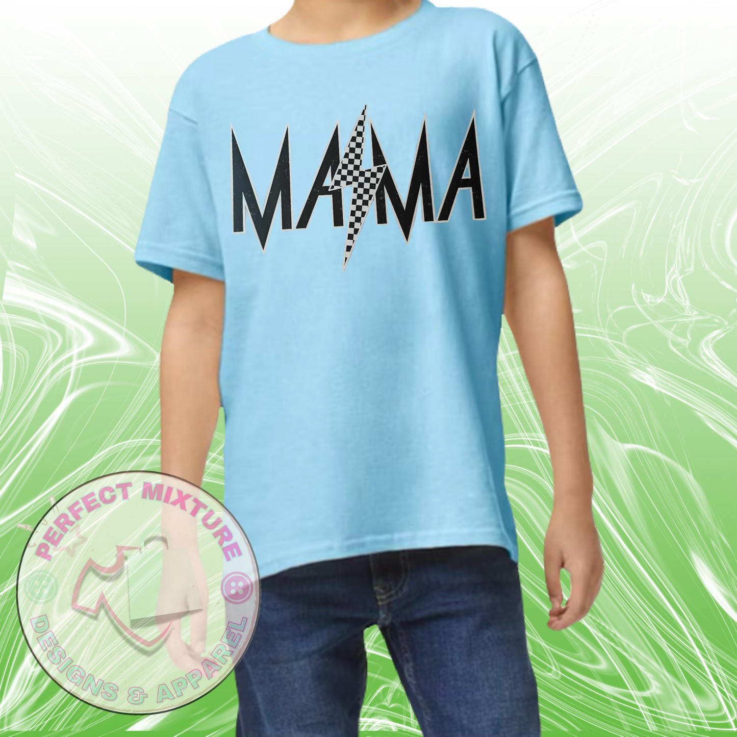 Mama Checkered Distressed Design Tee