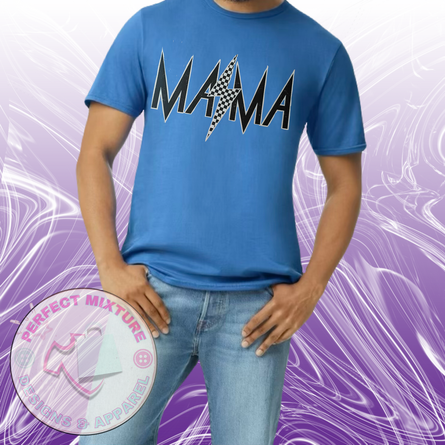 Mama Checkered Distressed Design Tee