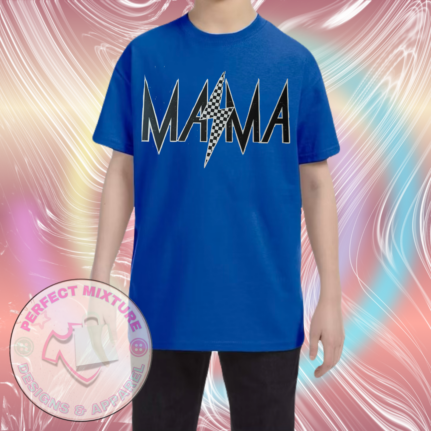 Mama Checkered Distressed Design Tee