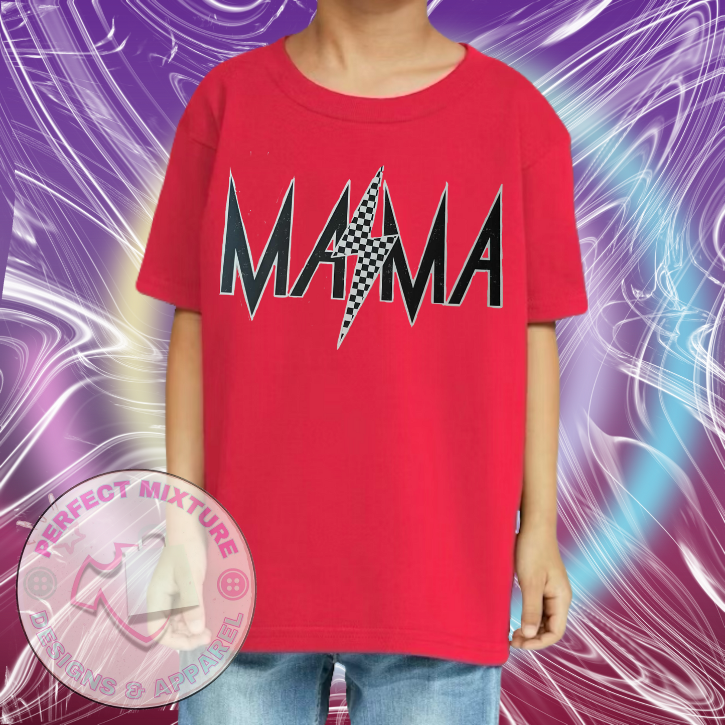 Mama Checkered Distressed Design Tee