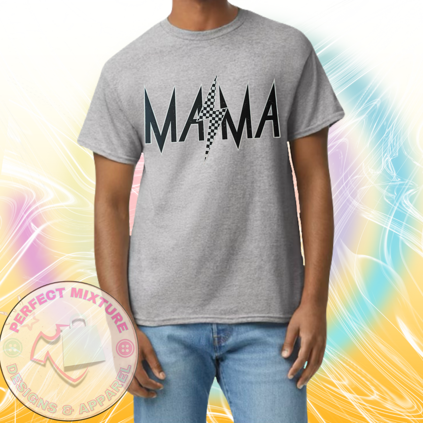 Mama Checkered Distressed Design Tee