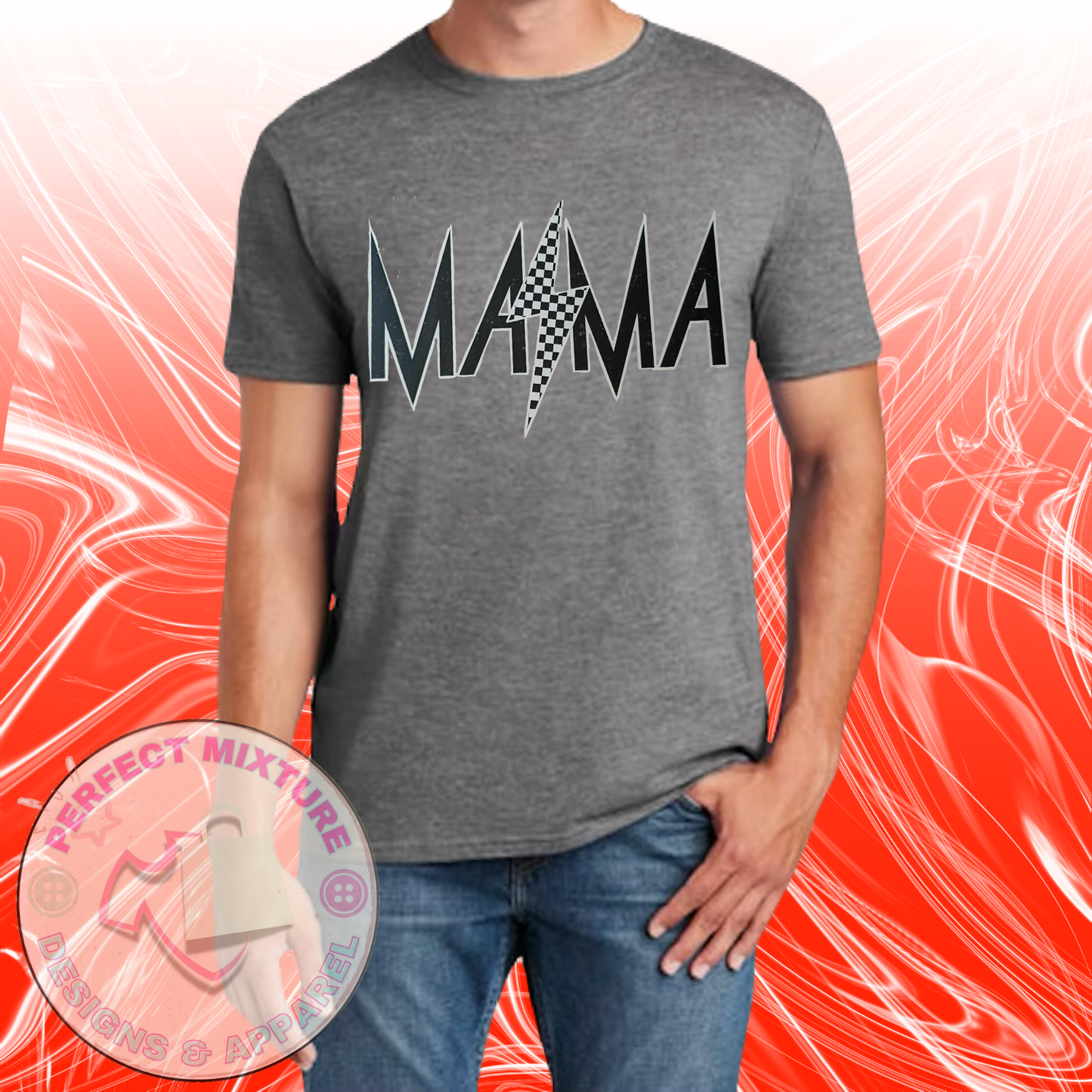 Mama Checkered Distressed Design Tee