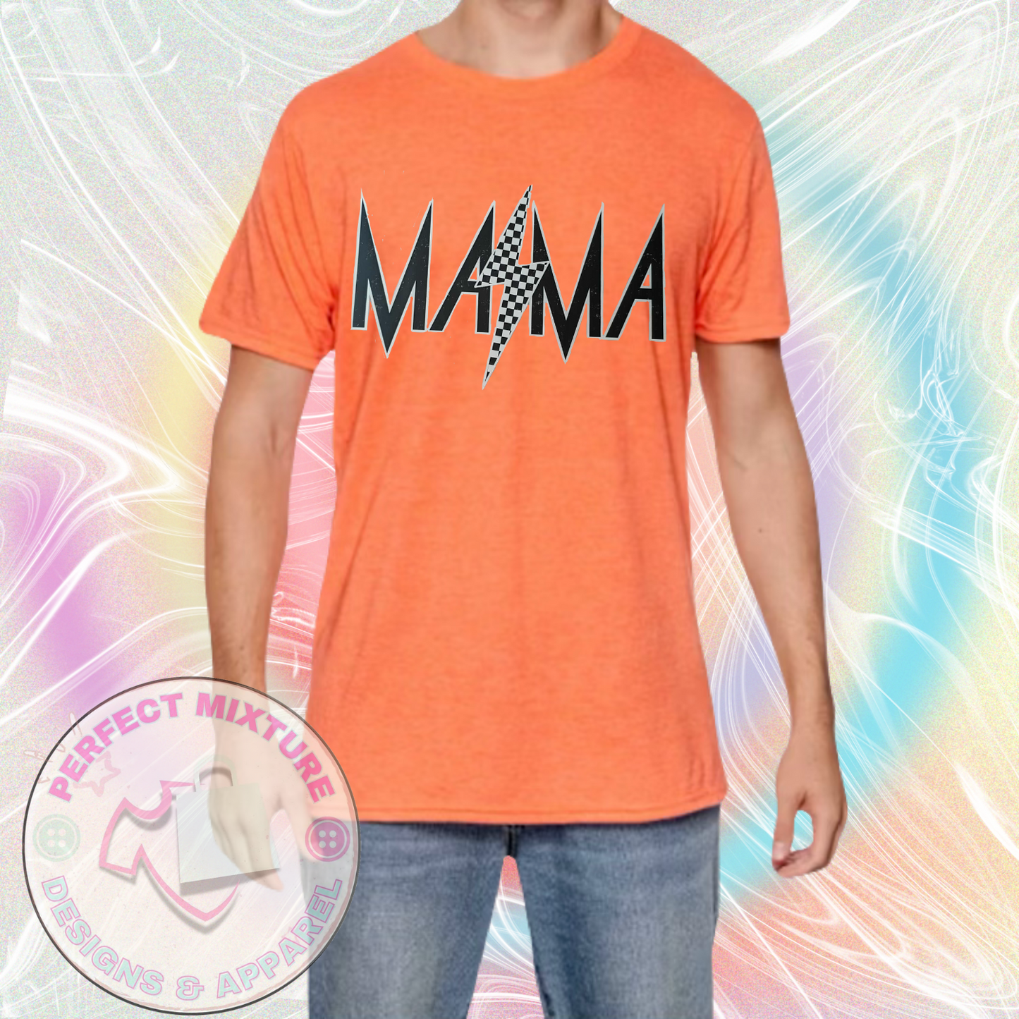 Mama Checkered Distressed Design Tee