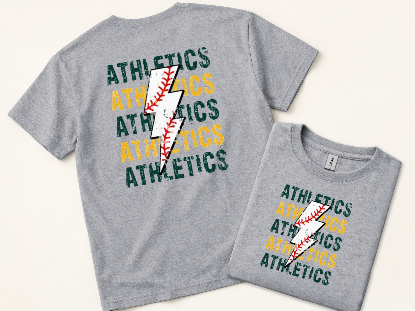 Athletics Lightening Baseball Gildan Cotton