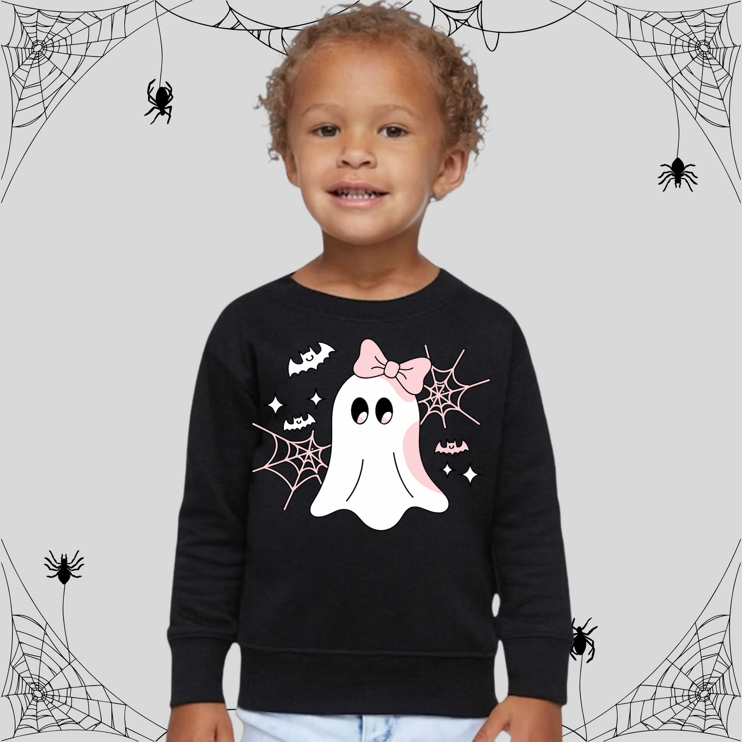 Toddler Cute Ghost Pink Bow Sweatshirt