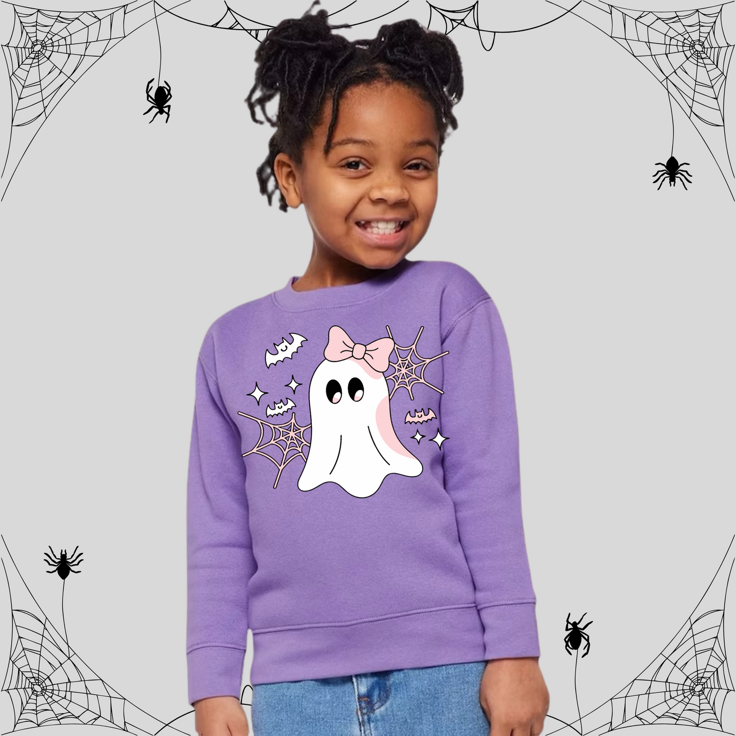Toddler Cute Ghost Pink Bow Sweatshirt