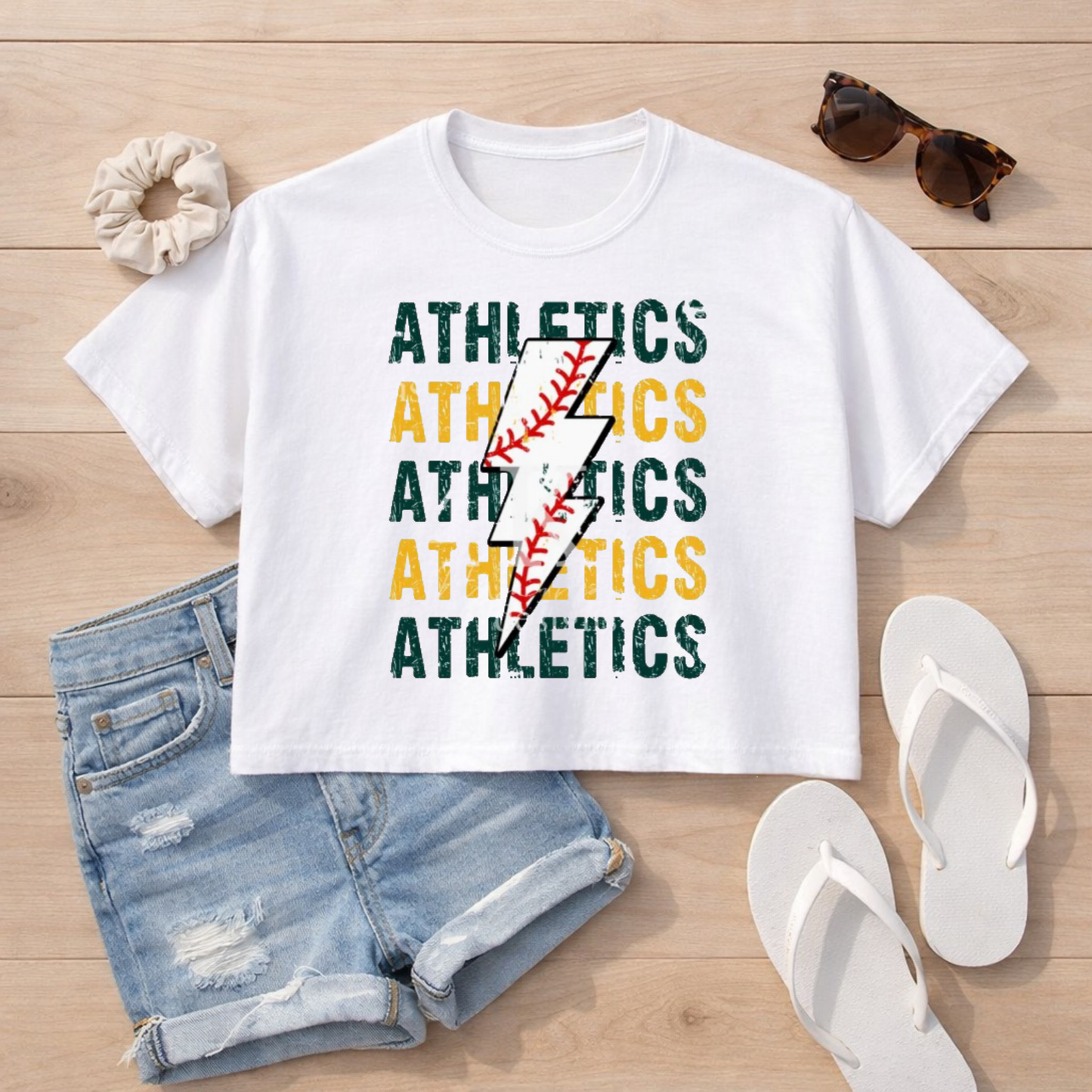 Athletics Lightening Baseball Comfort Colors Boxy Crop