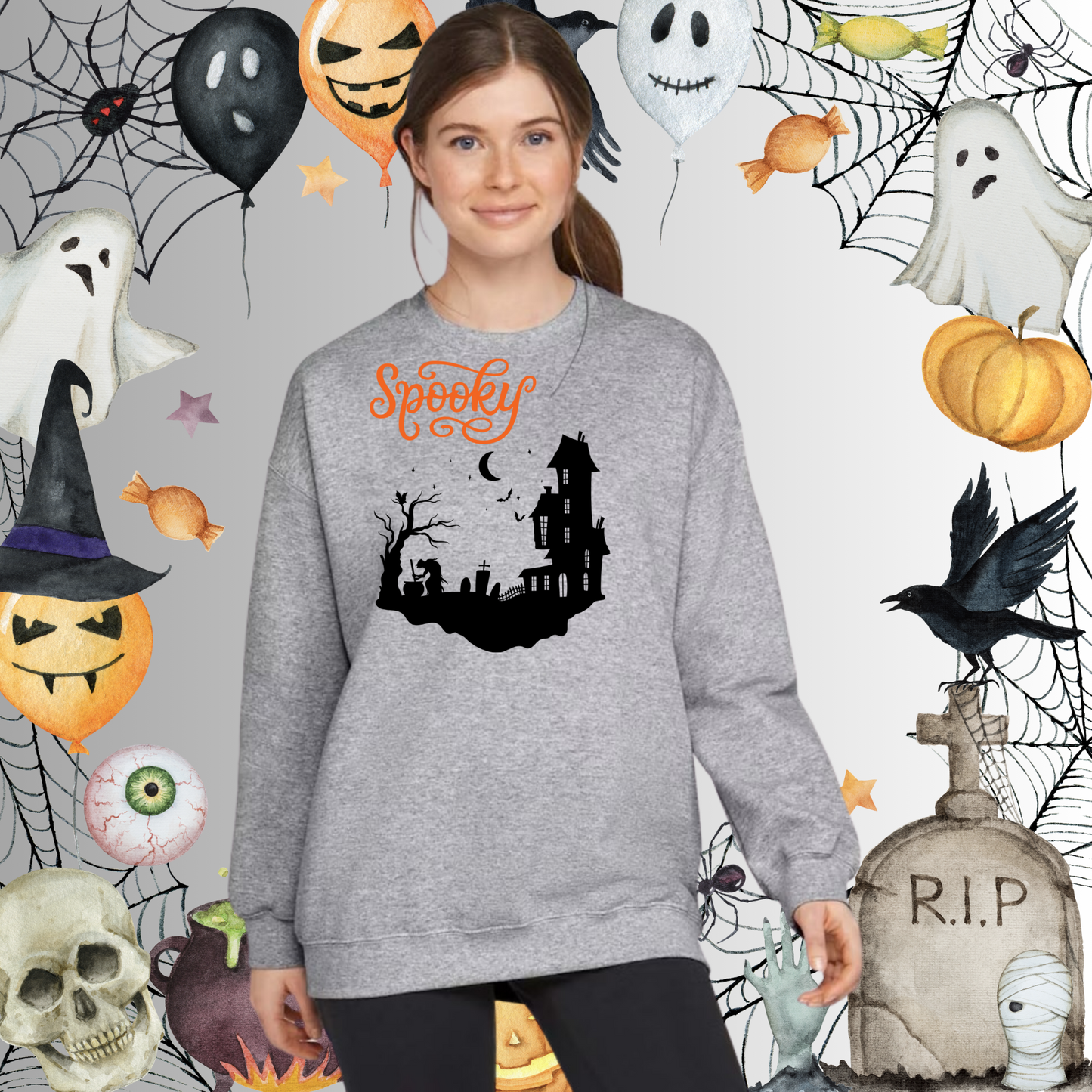 Adult Spooky Halloween Sweatshirt