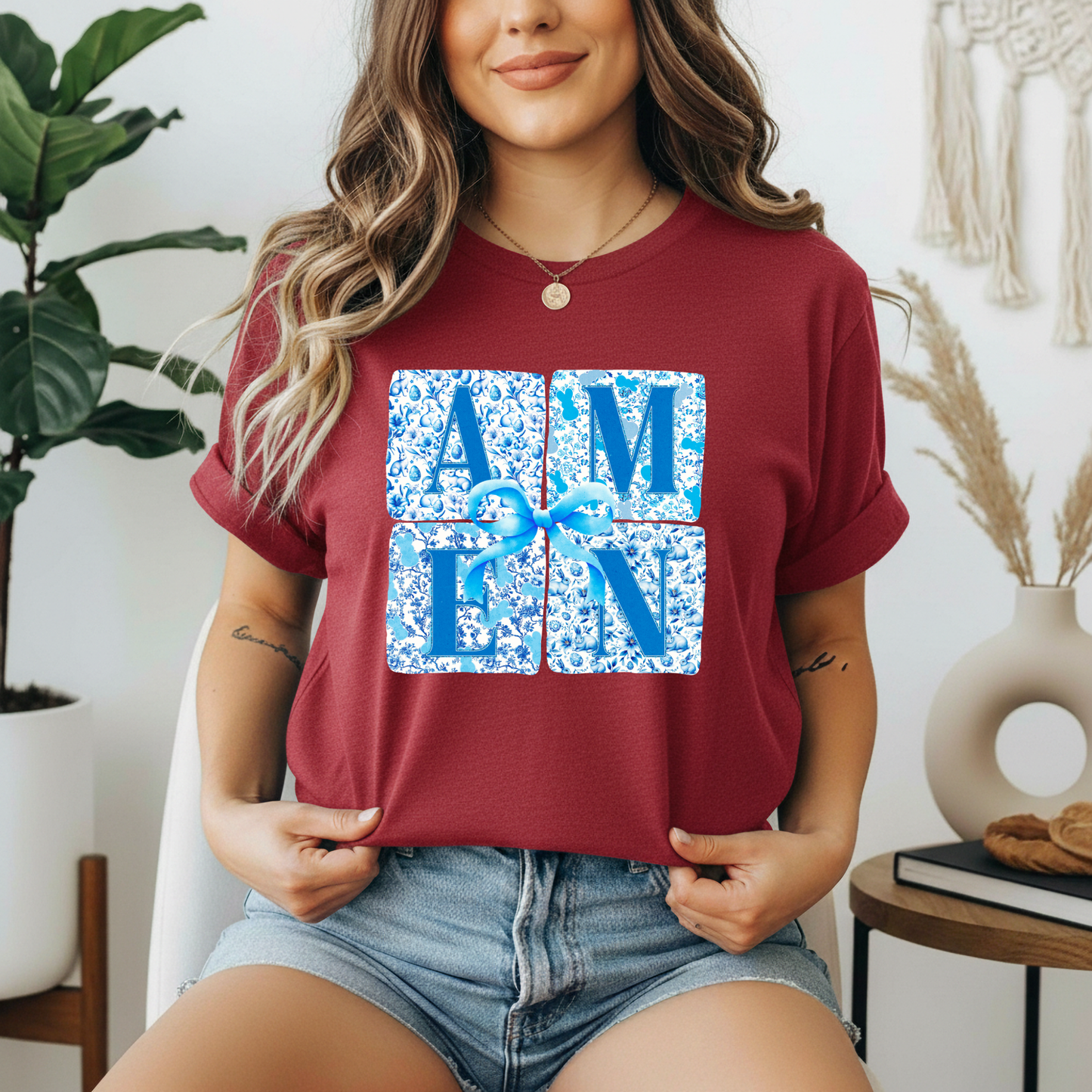 Amen Blue Floral Gildan