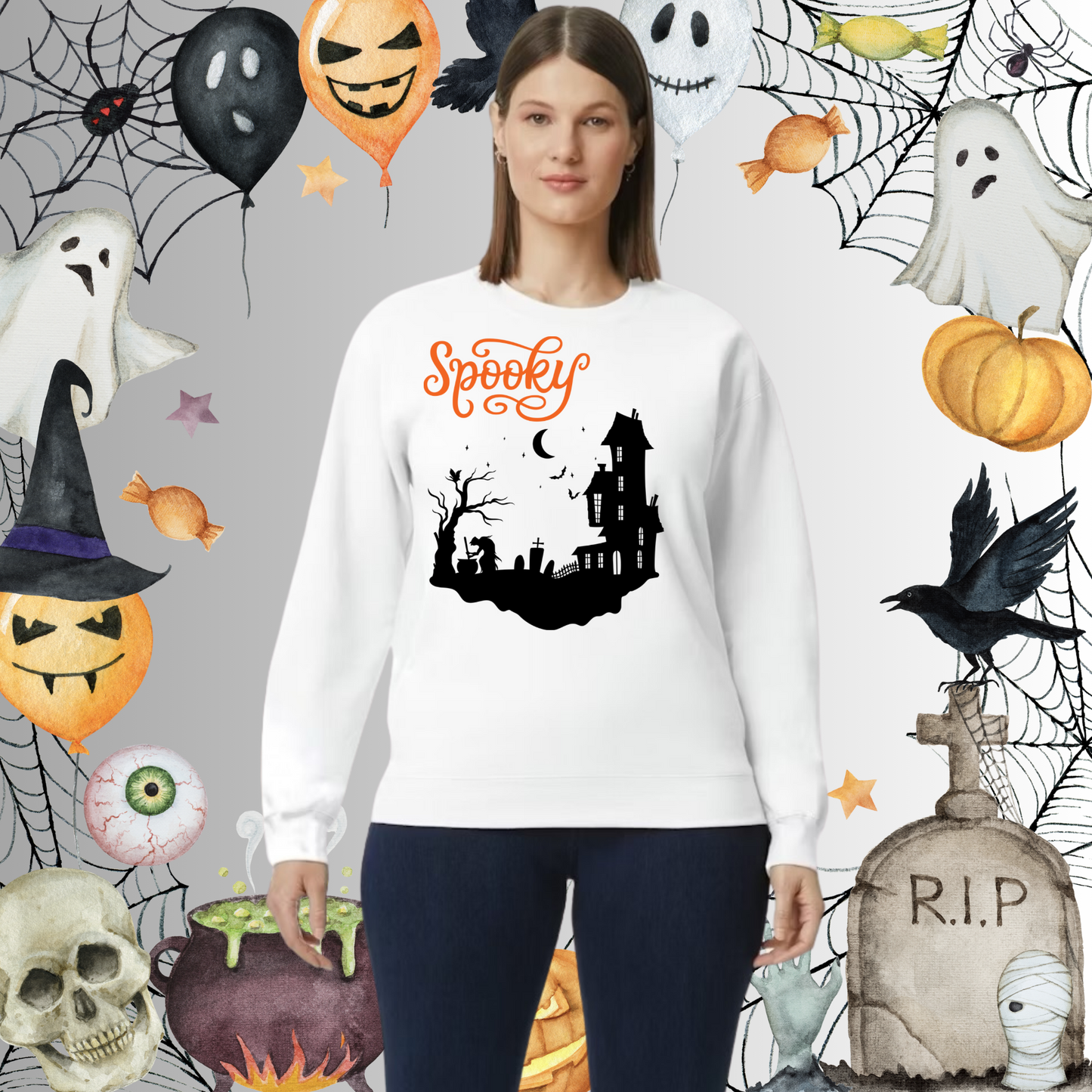 Adult Spooky Halloween Sweatshirt