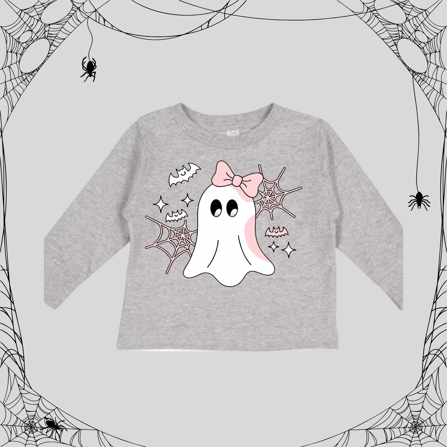 Toddler Cute Ghost Pink Bow Long Sleeve