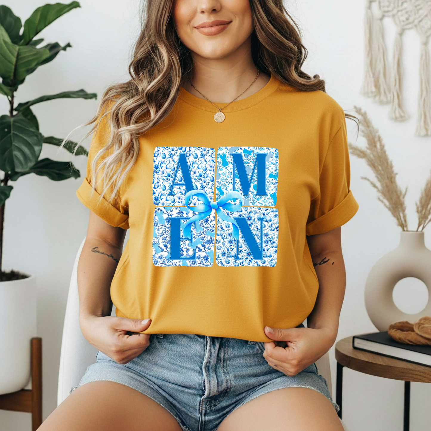 Amen Blue Floral Gildan