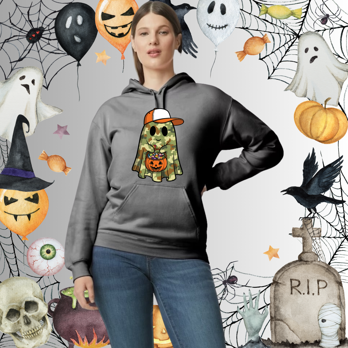 Adult Camo Ghost Hoodie