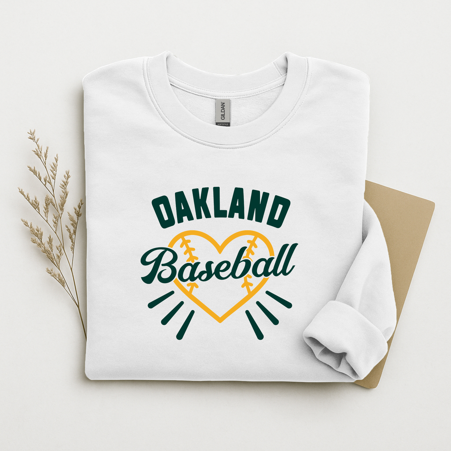 Oakland 💛 Baseball Gildan Sweatshirt Cotton