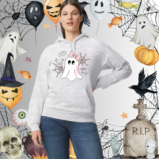 Adult Cute Ghost Pink Bow Hoodie