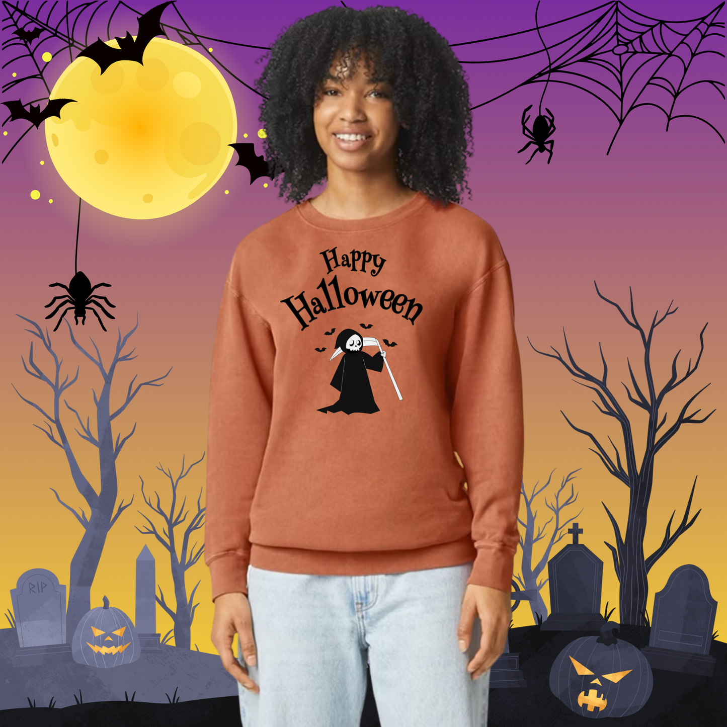 Adult CC Happy Halloween Reaper Sweatshirt