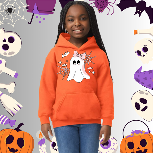 Youth Cute Ghost Pink Bow Hoodie