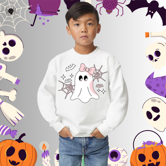 Youth Cute Ghost Pink Bow Sweatshirt