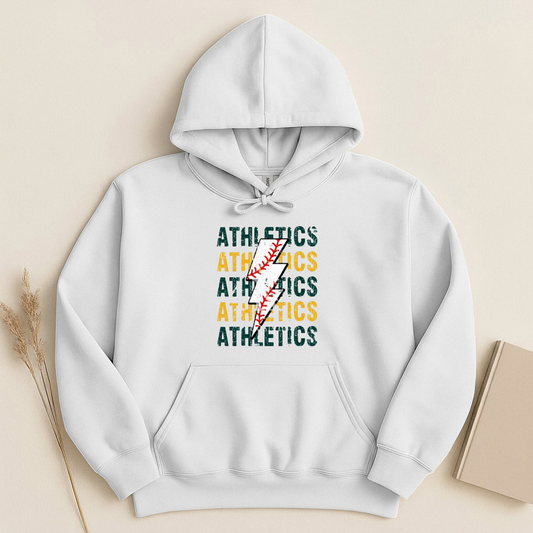 Athletics Lightening Baseball Gildan Hoodie Cotton