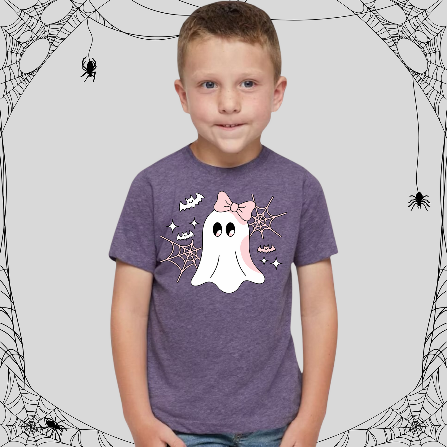 Toddler Cute Ghost Pink Bow Tee