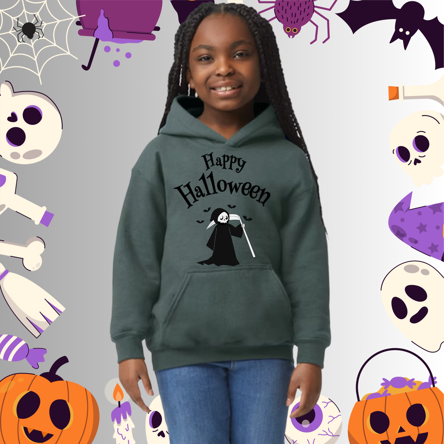 Youth Happy Halloween Reaper Hoodie