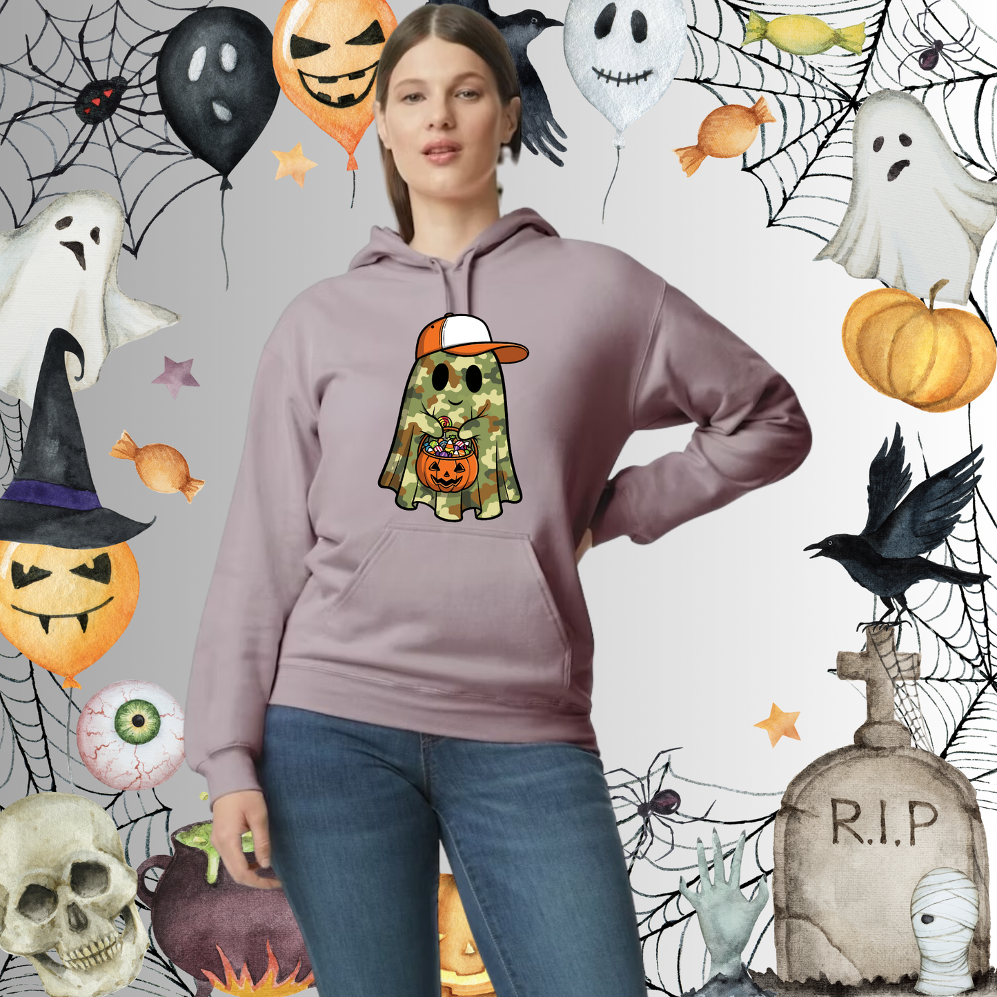 Adult Camo Ghost Hoodie