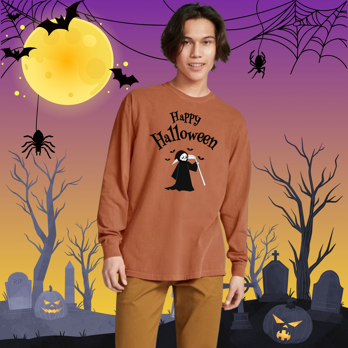 Adult CC Happy Halloween Reaper Long Sleeve