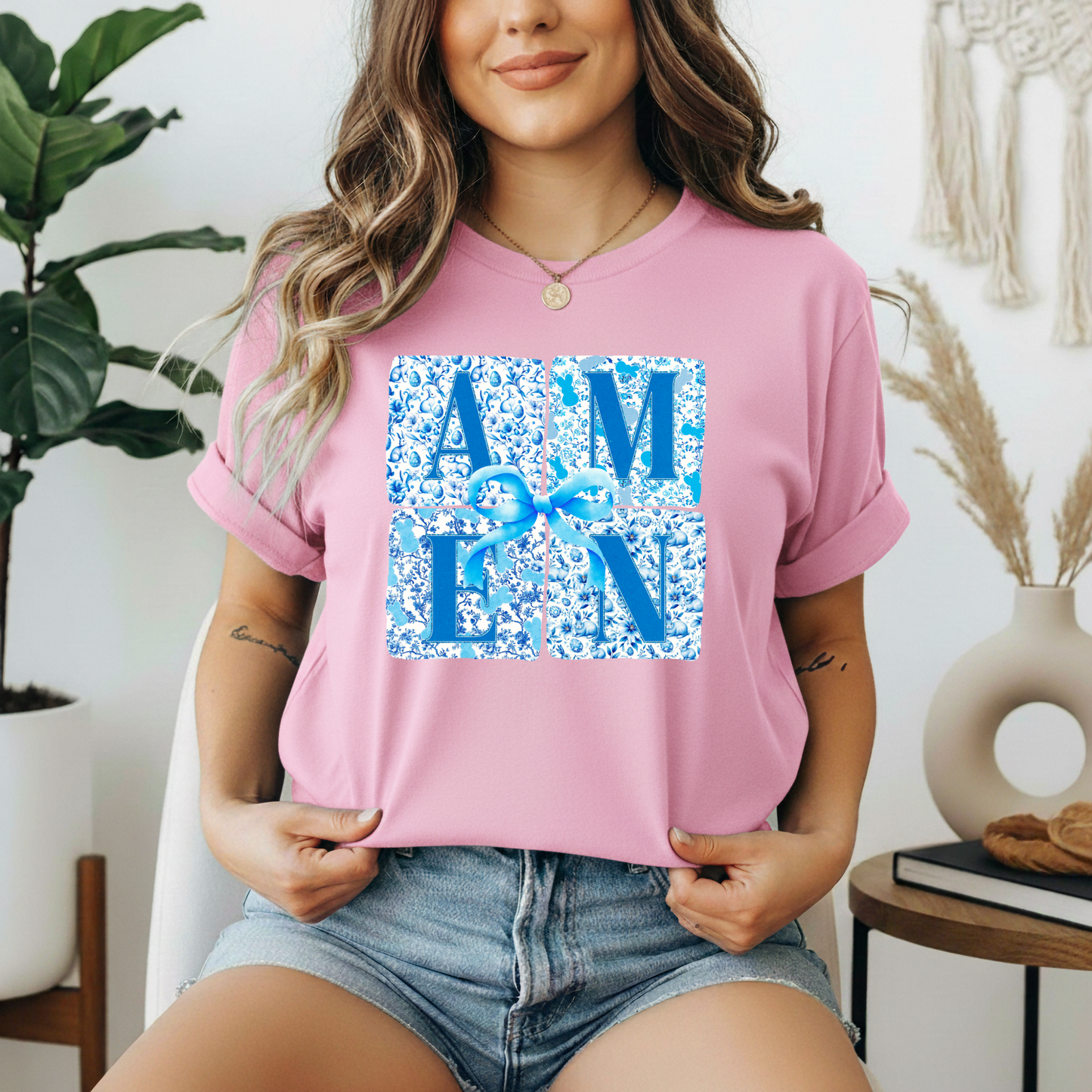 Amen Blue Floral Gildan