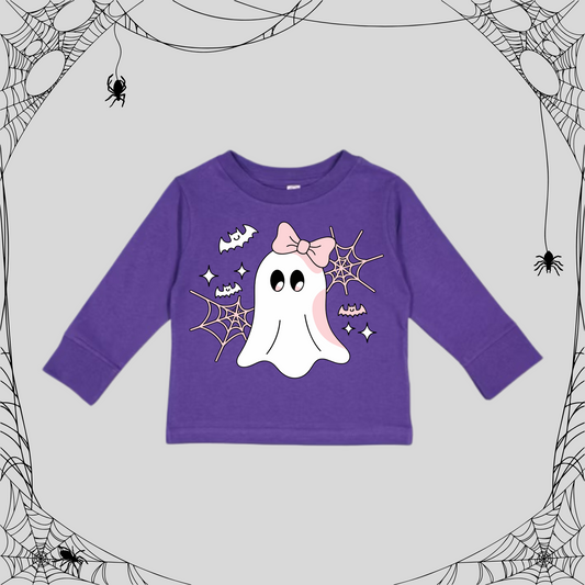 Toddler Cute Ghost Pink Bow Sweatshirt