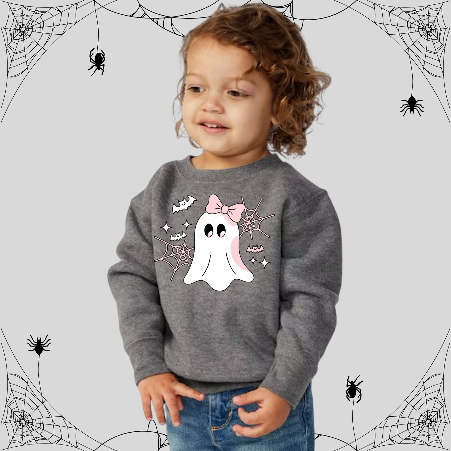 Toddler Cute Ghost Pink Bow Sweatshirt