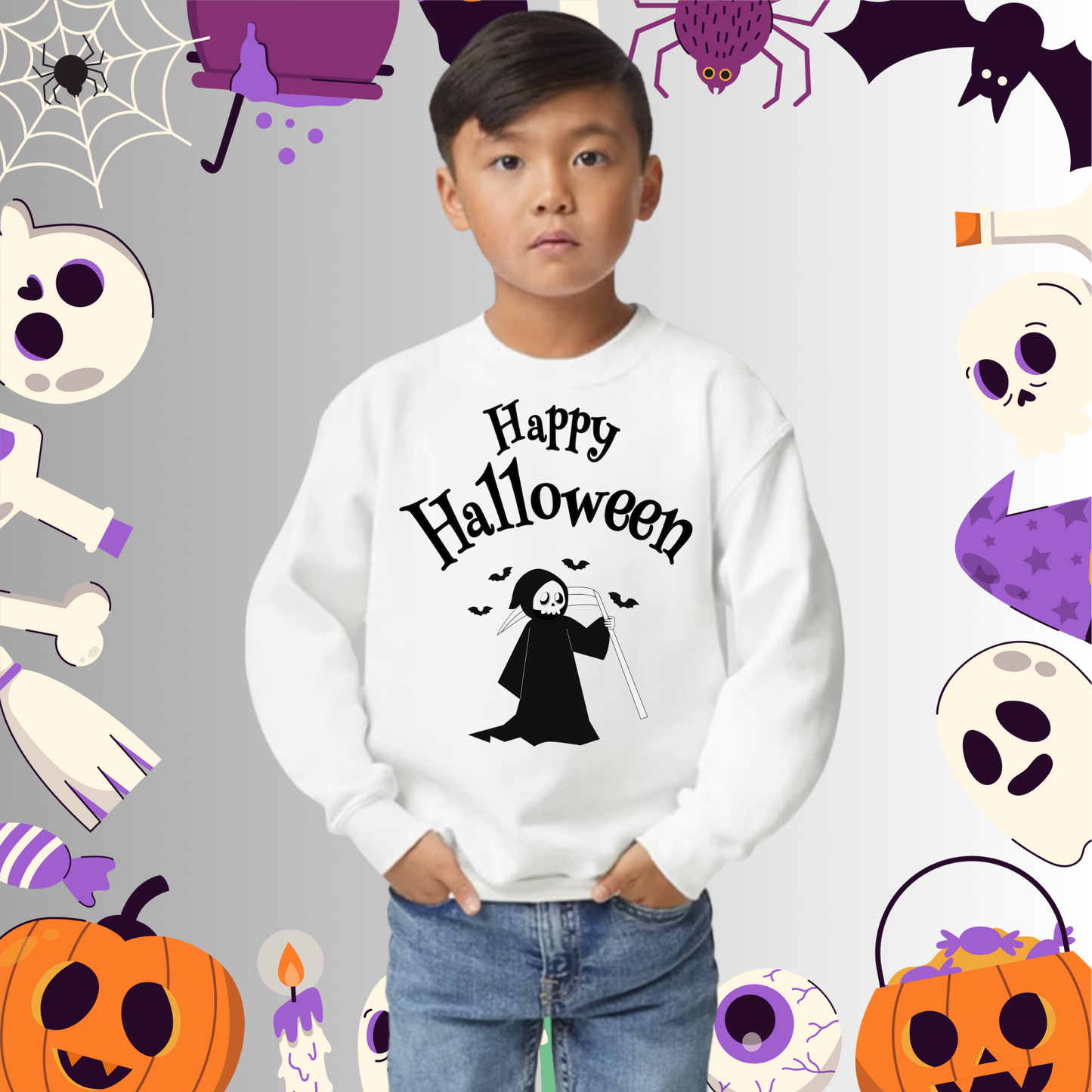 Youth Happy Halloween Reaper Sweatshirt