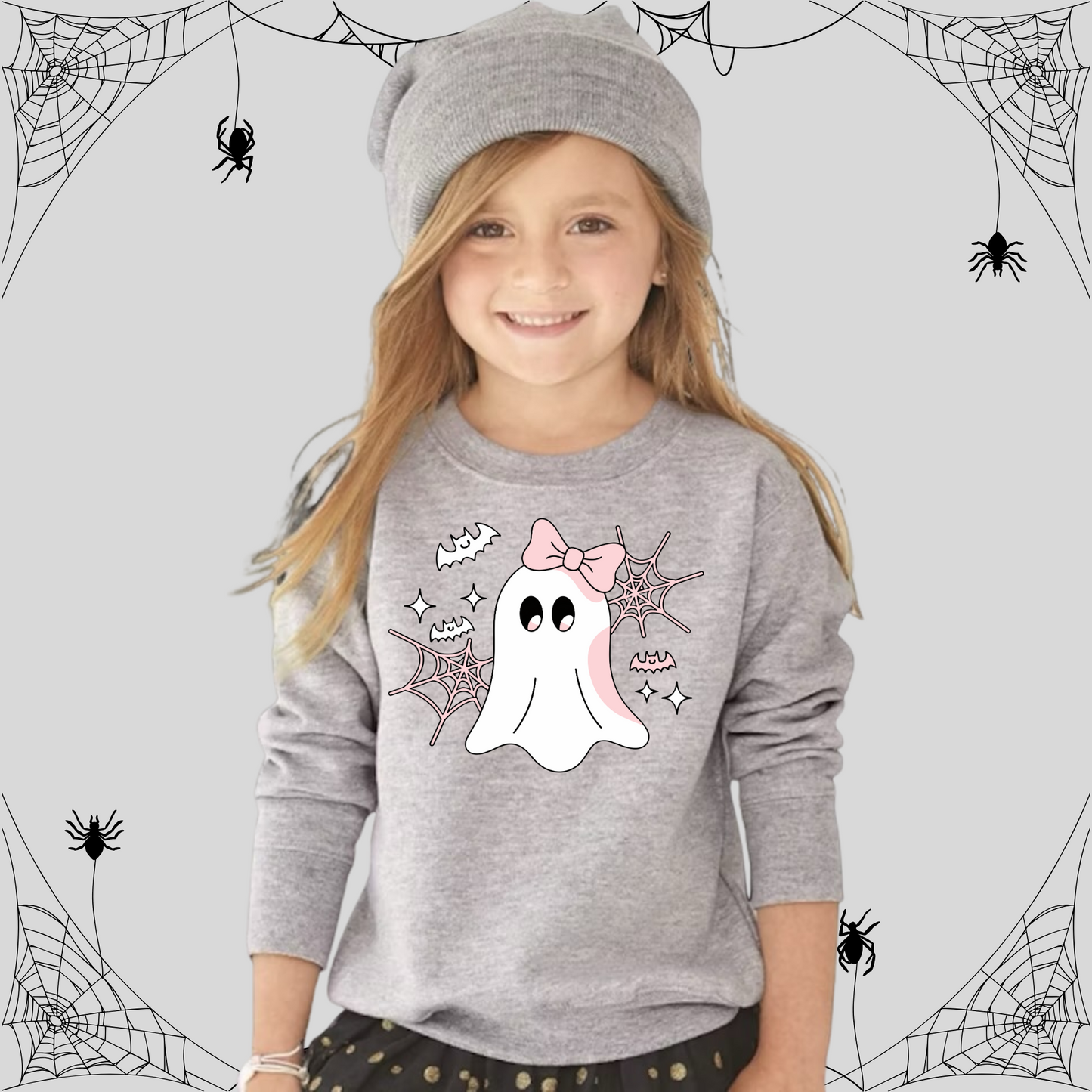 Toddler Cute Ghost Pink Bow Sweatshirt
