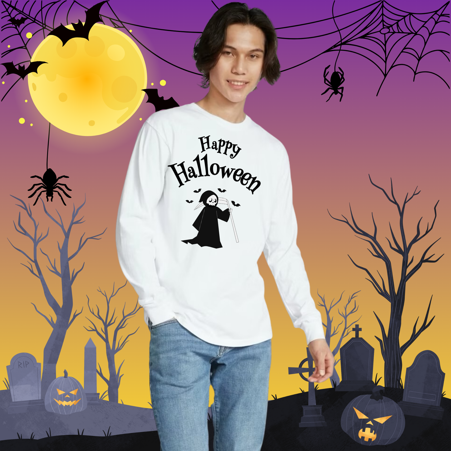 Adult CC Happy Halloween Reaper Long Sleeve