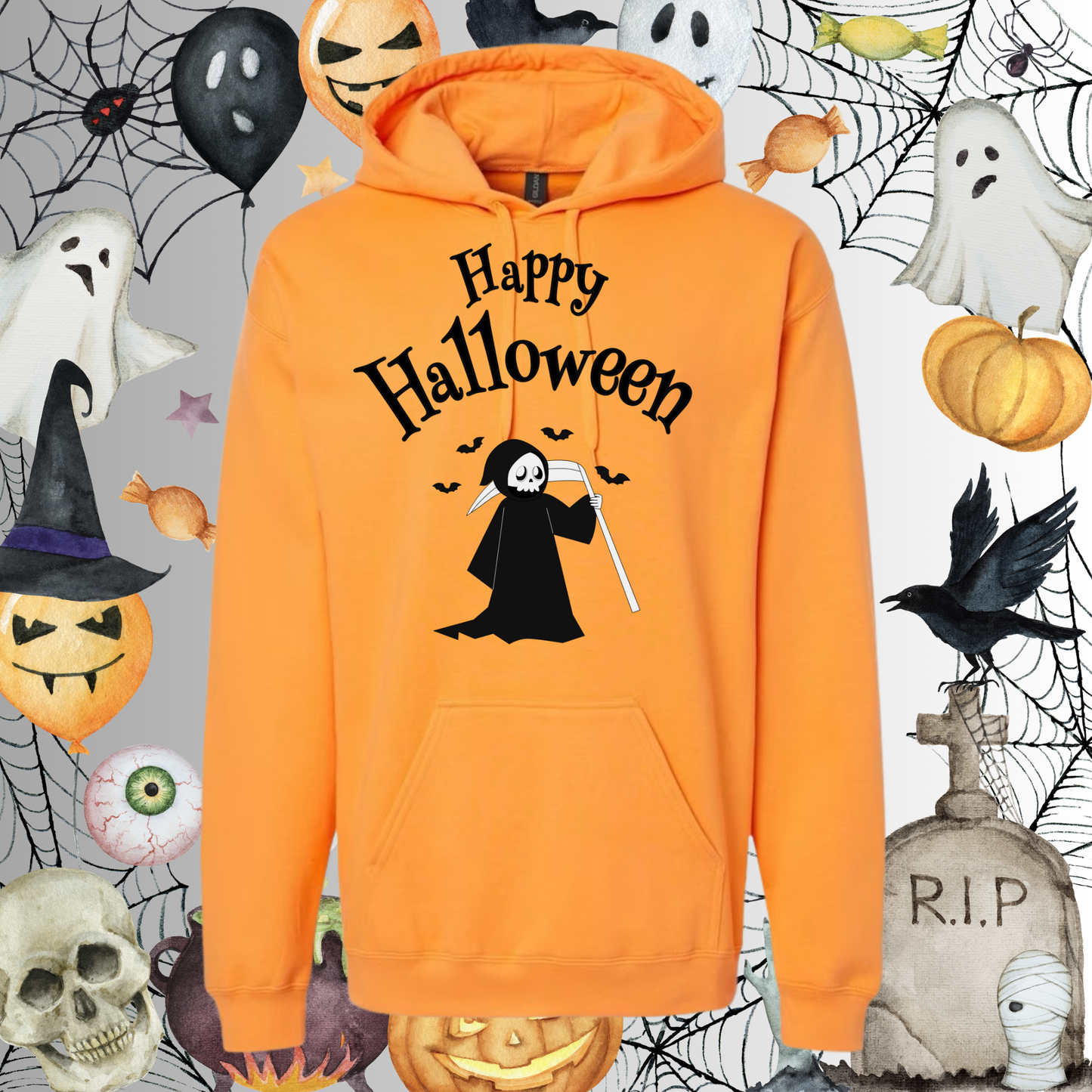 Adult Happy Halloween Reaper Hoodie