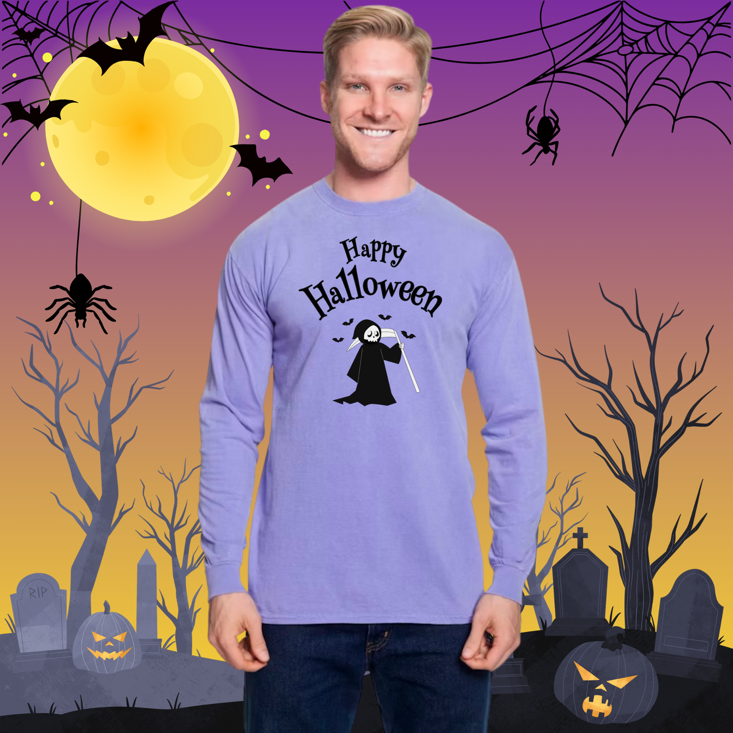 Adult CC Happy Halloween Reaper Long Sleeve