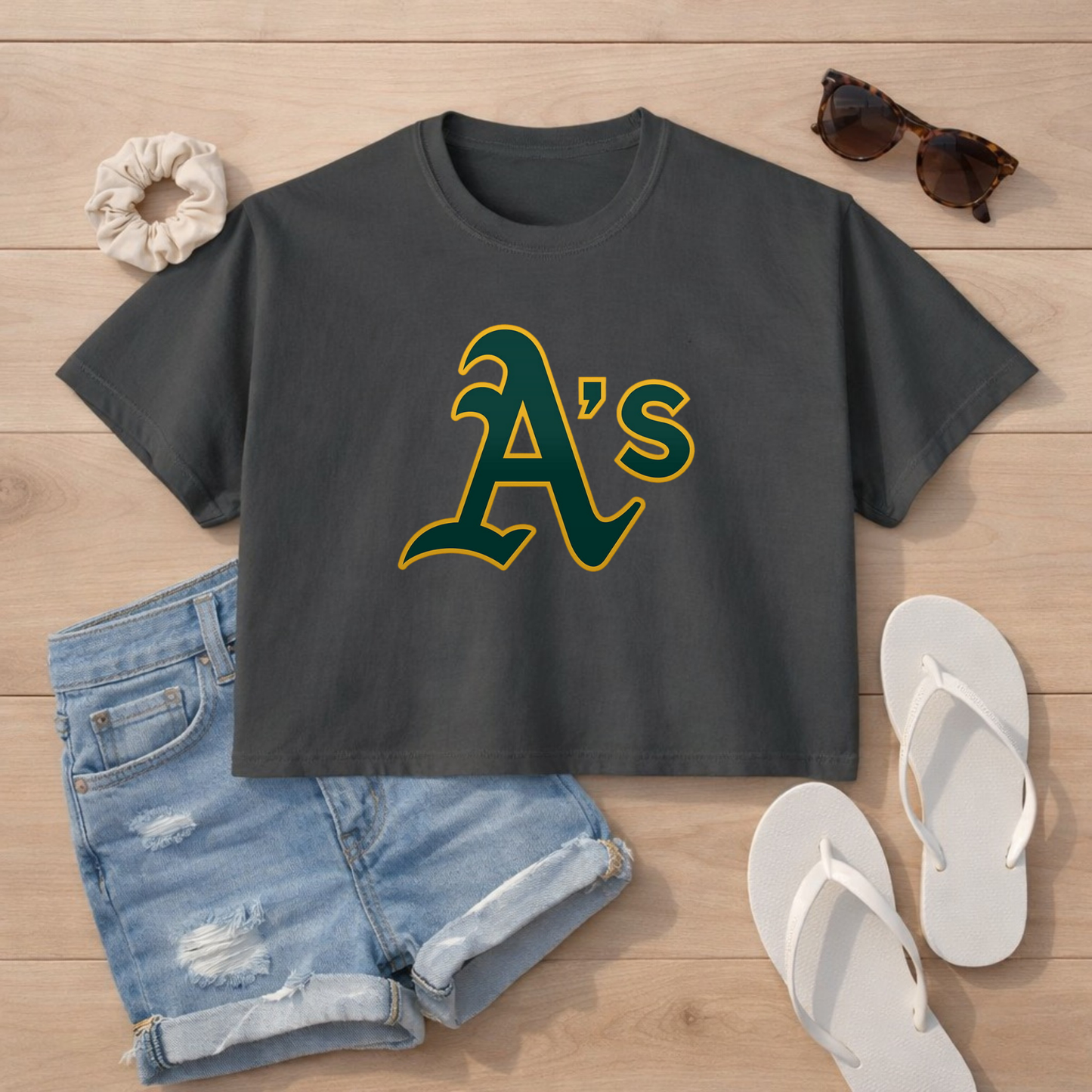 A’s Logo Comfort Color Boxy Crop