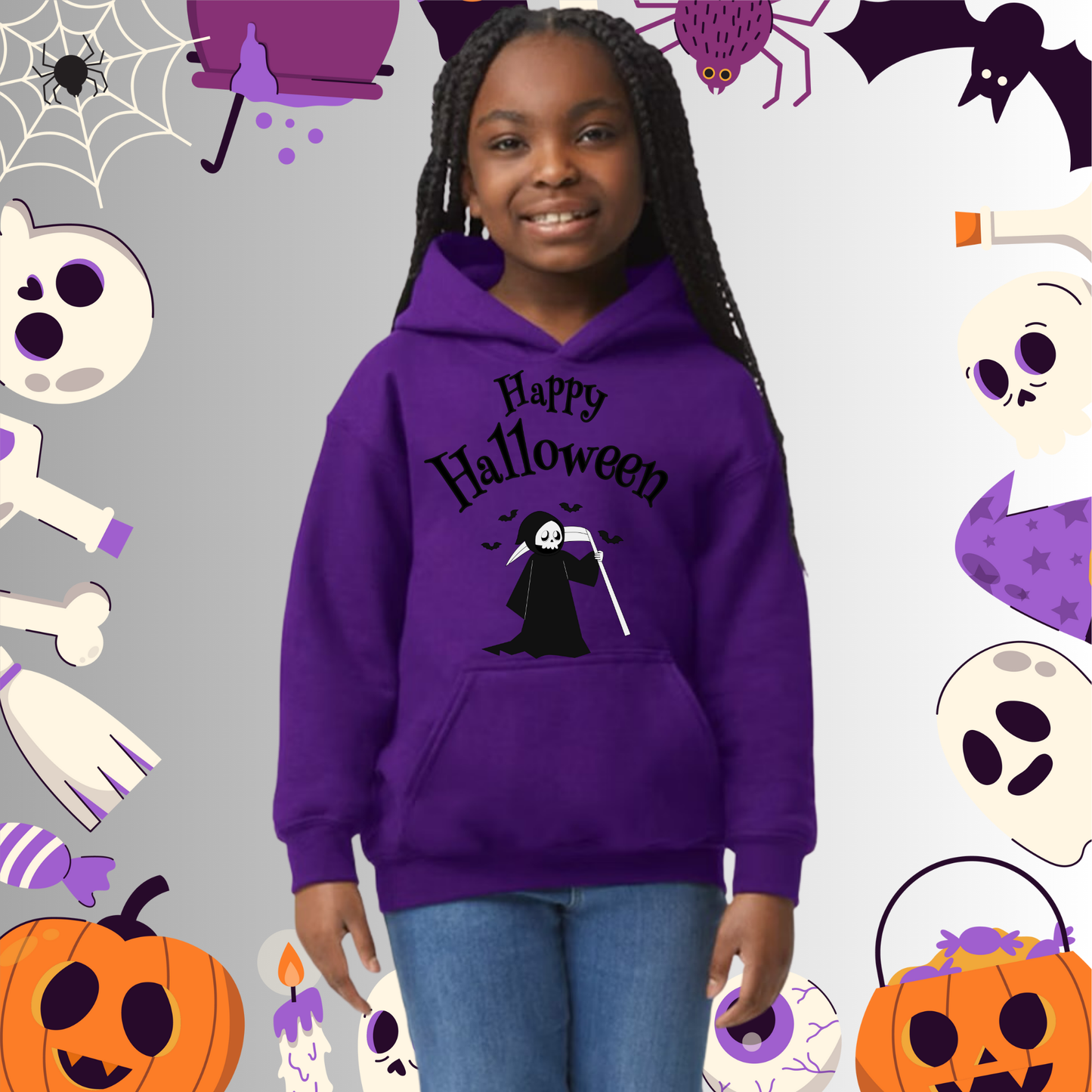 Youth Happy Halloween Reaper Hoodie