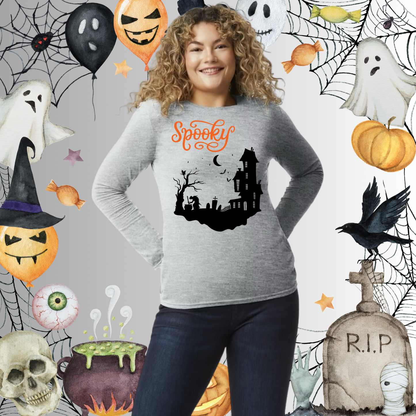 Adult Spooky Halloween Long Sleeve
